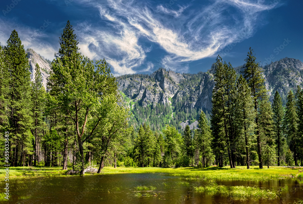 Summer landscape in Yosemite Valley, California	