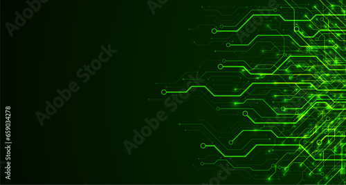Circuit board. Motherboard. Green technology background.