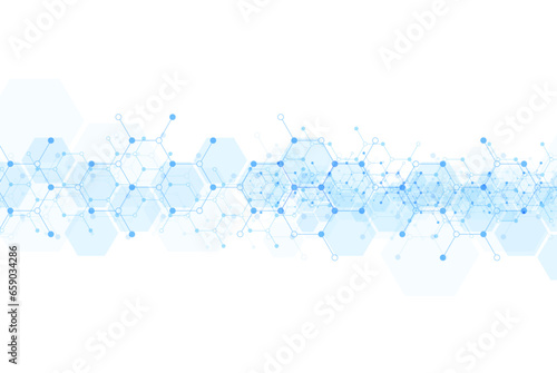Fototapeta Naklejka Na Ścianę i Meble -  Hexagons pattern background. Genetic research, molecular structure. Chemical engineering. Concept of innovation technology. Used for design healthcare, science and medicine background