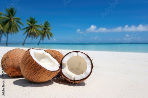 Wallpaper Mural Coconuts on white sand on the beach Torontodigital.ca