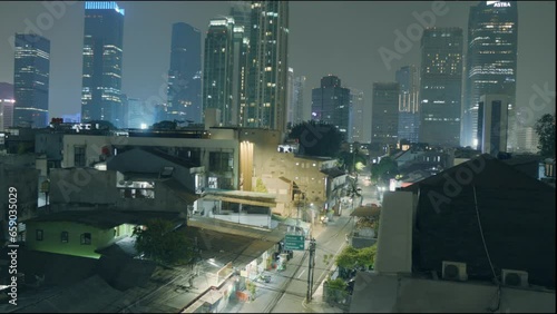 long exposure timelapse of Jakarta cityscape and street