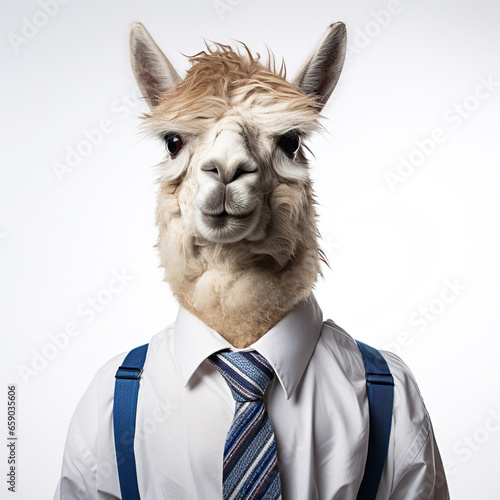 Corporate Alpaca, Portrait of an Alpaca in Formal Suit Clothing