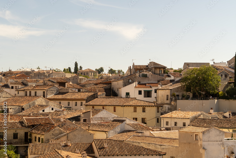 view of the Roman town from the top of the town with all the houses and the main square