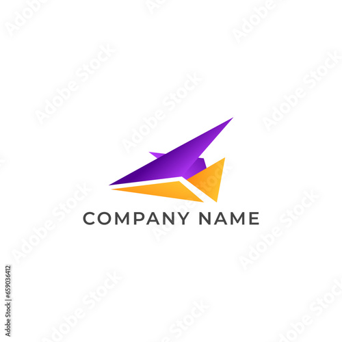ABSTRACT ILLUSTRATION TRIANGLE GRADIENT PUPRLE ORANGE COLOR, TECH LOGO ICON MODERN SIMPLE TEMPLATE DESIGN VECTOR