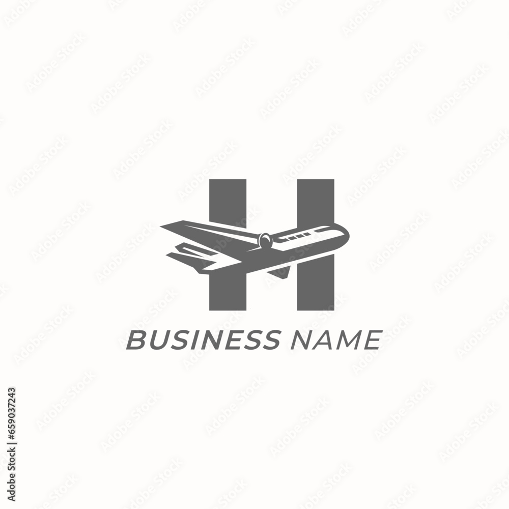 design logo combine letter H and plane design logo combine letter H and plane