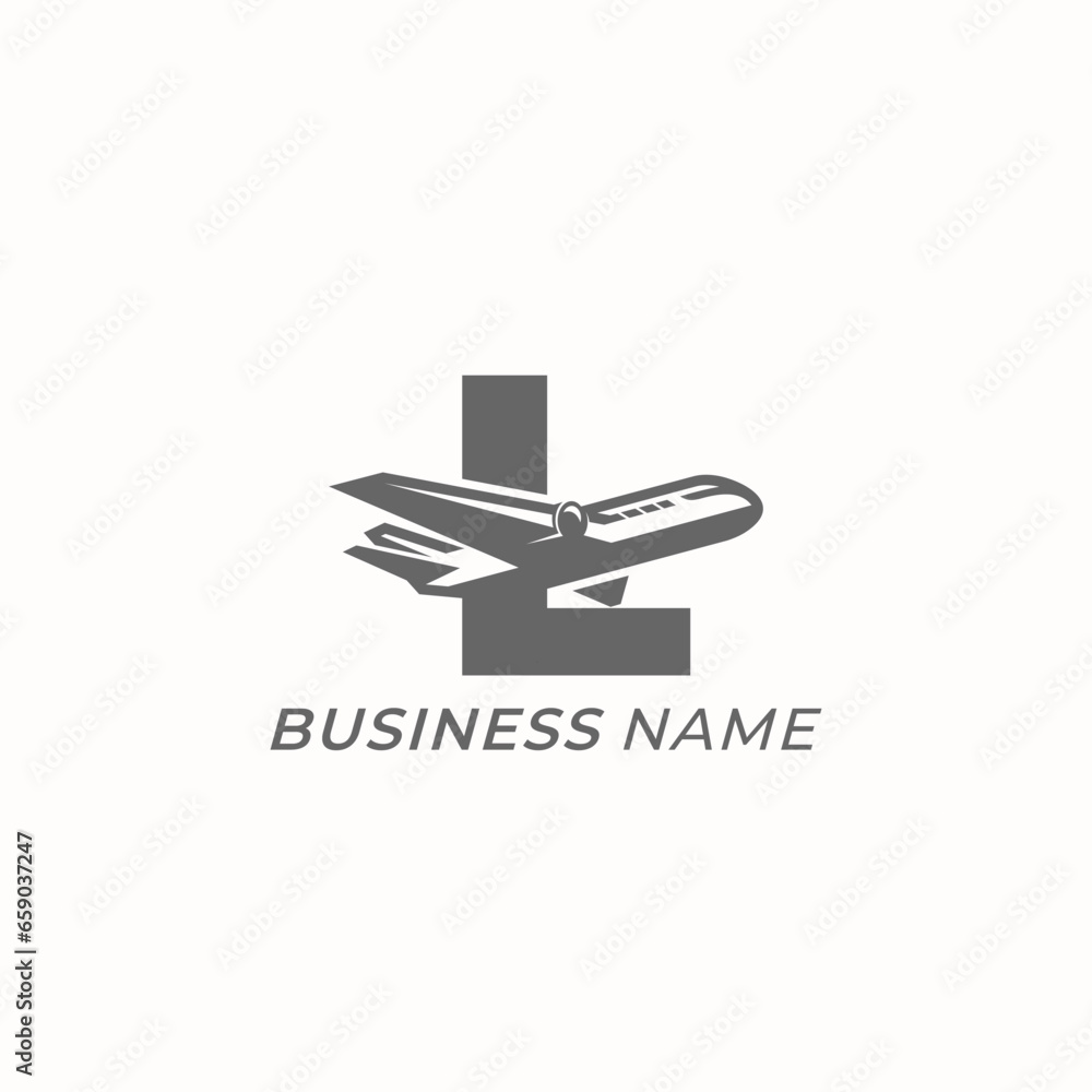 design logo creative letter L and plane design logo creative letter L and plane