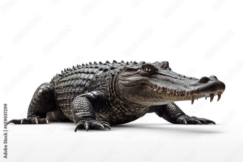 Majestic alligator roaming, crocodile on white background, portrait of crocodile Majestic alligator roaming, crocodile on white background, portrait of crocodile