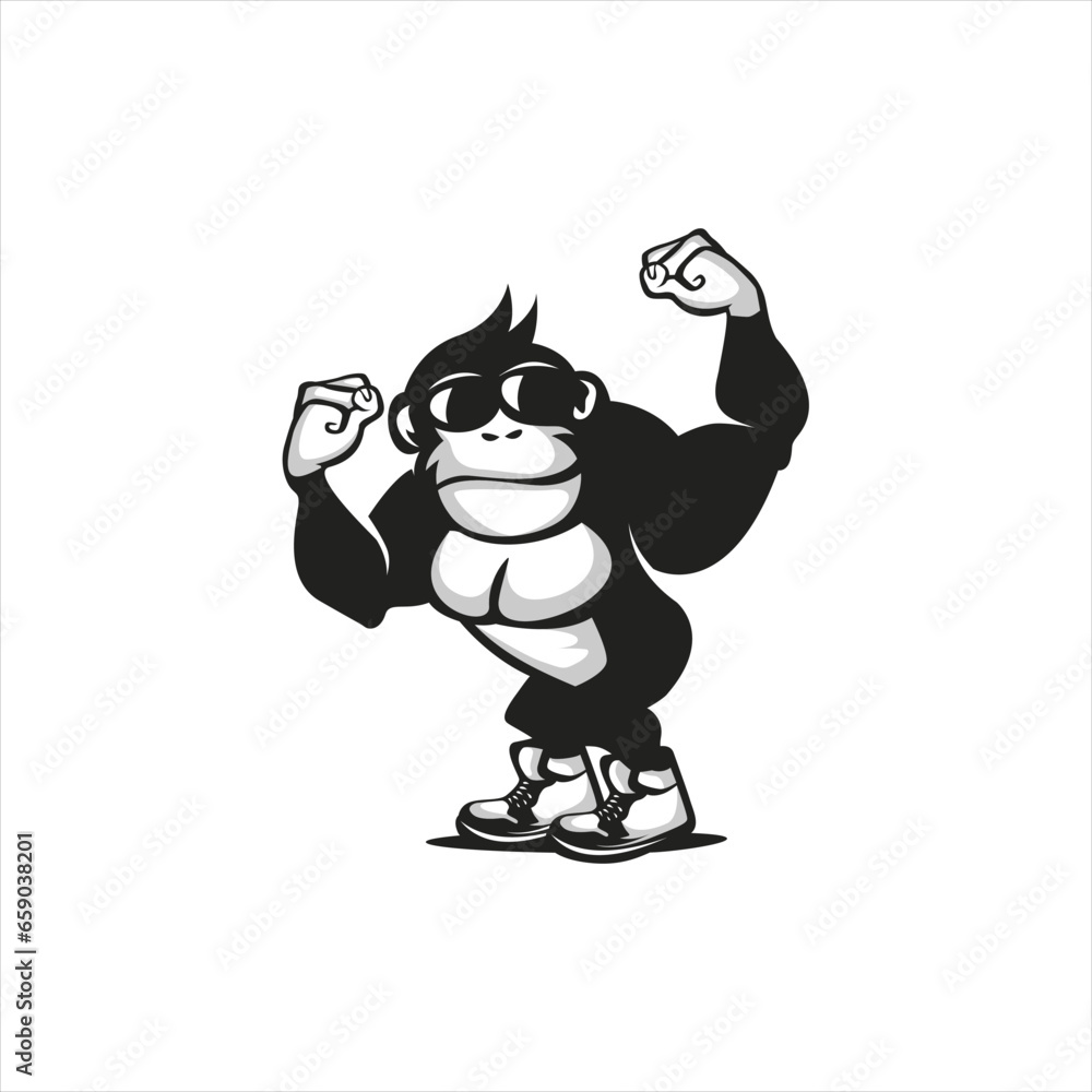 cool monkey animals silhouette logo vector cool monkey animals silhouette logo vector