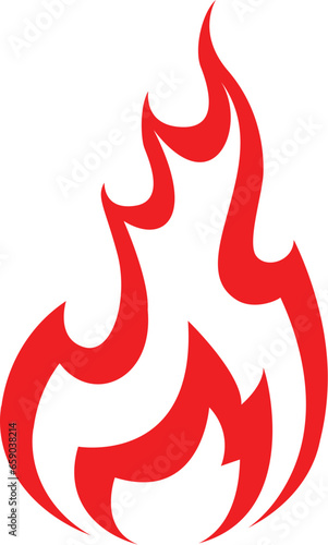 Fire icon red color. Symbol or emblem. Vector illustration