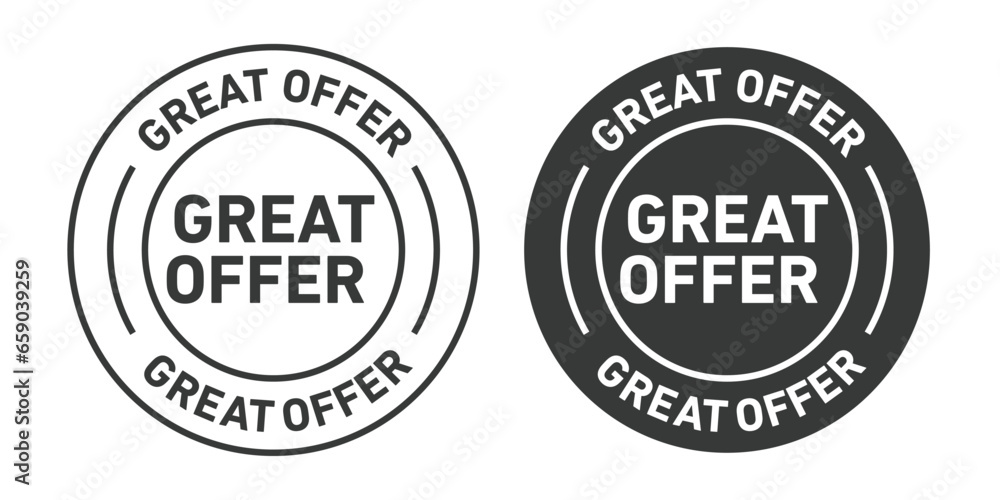 Great Offer rounded vector symbol set on white background