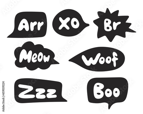 Set of speech bubbles. vector black speech bubbles. Cartoon balloon word design.