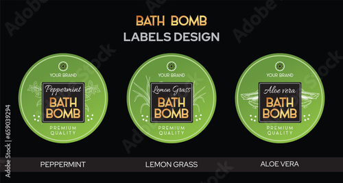 Bath bomb labels design, Peppermint bath bomb, lemon grass aloe vera bath bomb labels high quality editable vector file pure and natural soap packaging design, aromatherapy handmade soap label design