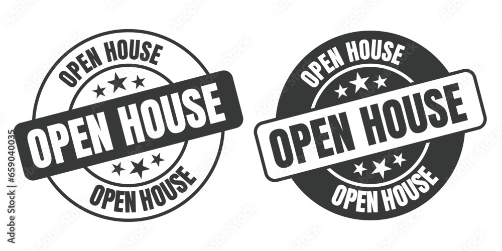 Open House rounded vector symbol set on white background