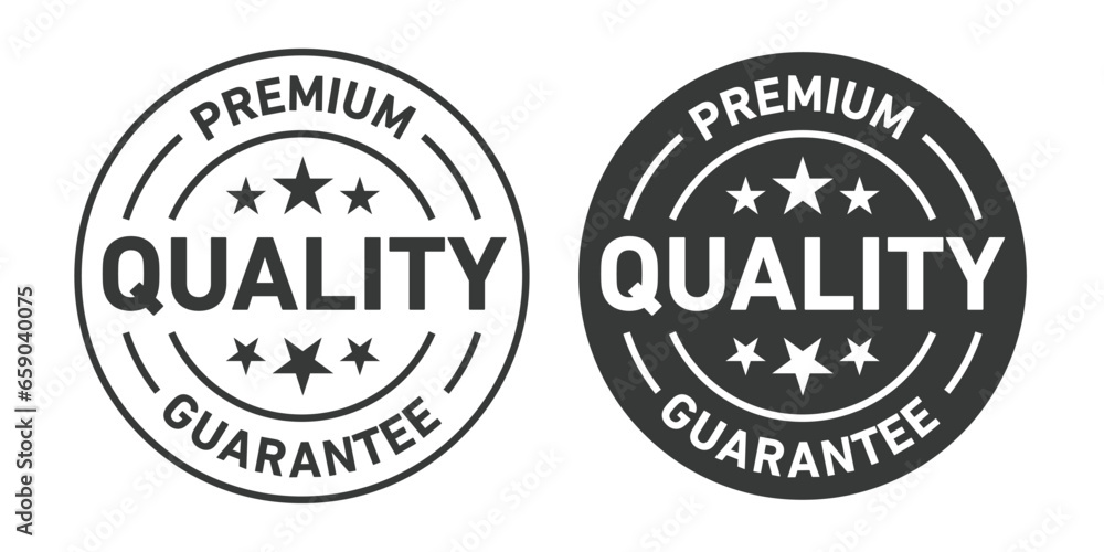 Premium Quality Guarantee rounded vector symbol set on white background