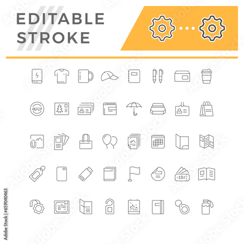 Set line icons of promotional materials
