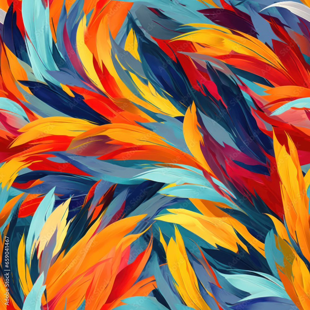 Tapeta Kolorowy abstrakcjonistyczny kwiatowy