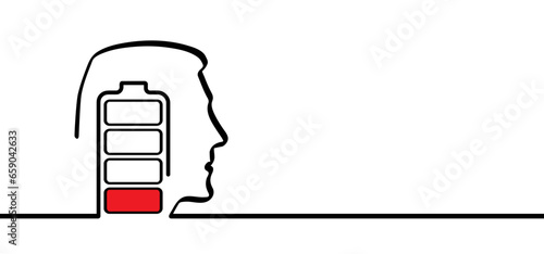 Mental health symptoms, illness: depression, anxiety, confusion, apathy or neurosis, stress, emotional burnout, exhaustion, overwork, anxiety, fatigue. No Energy head. Battery, energy level concept