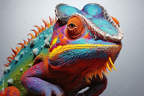 Colorful Chameleons Watercolor Painting