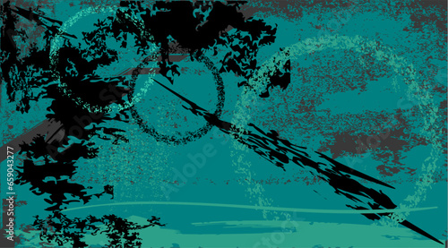 Grunge Vintage Textur Hintergrund mit Pinselstrichen, Farbklecksen und Kreisen