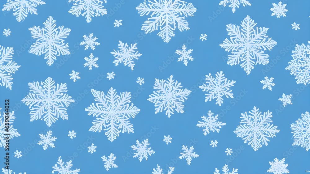 Snowflakes on blue background. Snowflakes seamless pattern. Christmas background.