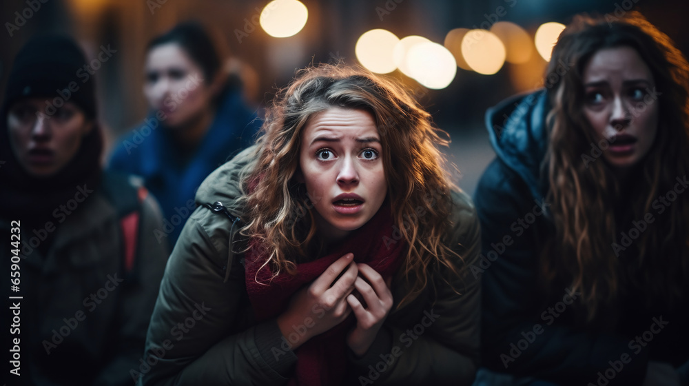 Image showing women reacting with fear.