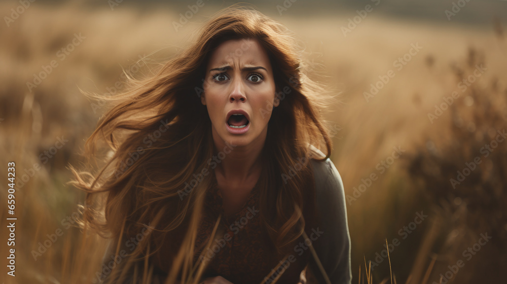 Image showing women reacting with fear. Image showing women reacting with fear.