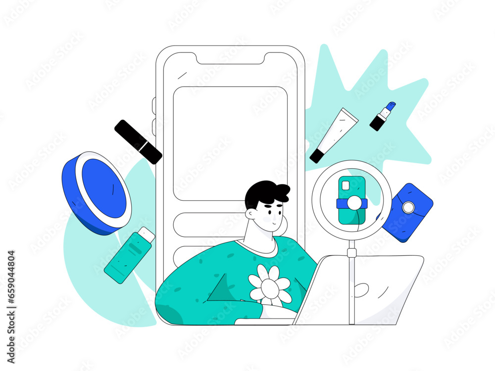 Holiday shopping people doing e-commerce online shopping flat vector concept operation hand drawn illustration
