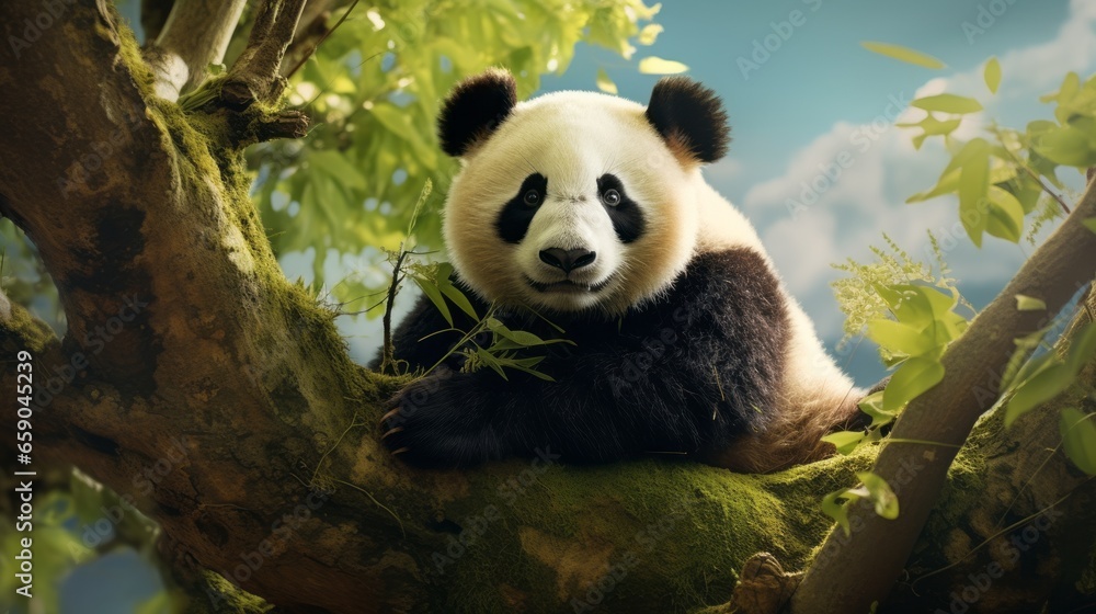 Fototapeta premium Panda bear in nature 