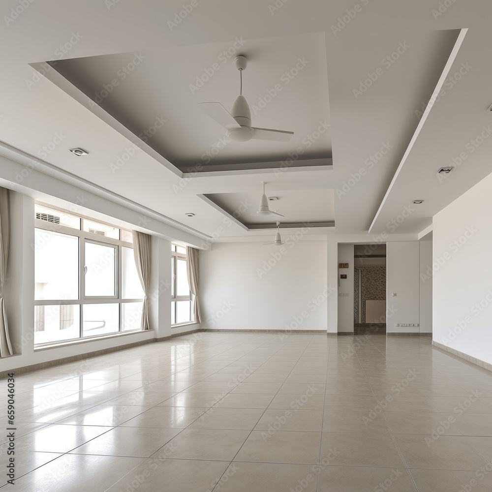 An empty white room with a wooden floor An empty white room with a wooden floor