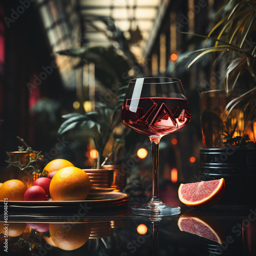 glass of wine on table