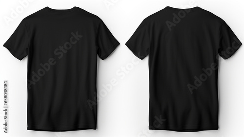 Black t-shirts isolated on a white background.