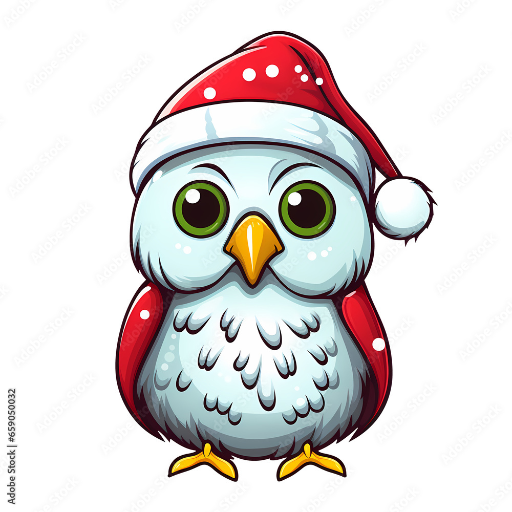 Cute Budgerigars Bird Christmas Clipart Illustration
