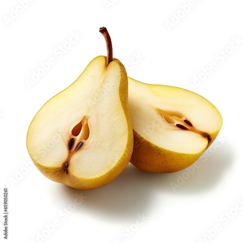 Pear with cut-in-half isolates on a white background
