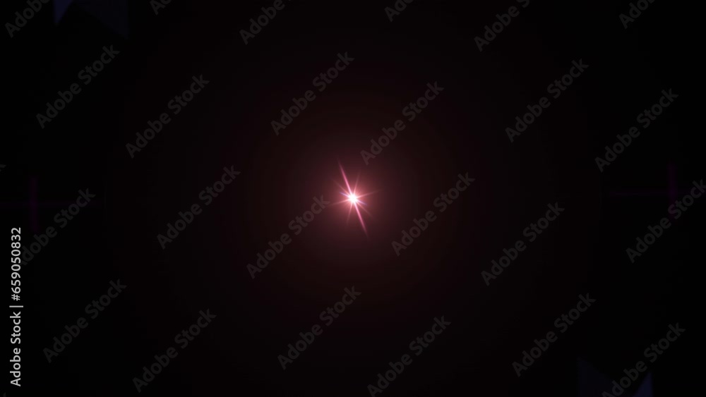 Loop center rotation glow pink star optical lens flares shine light animation art on black abstract background for screen project overlay. Lighting lamp rays effect dynamic bright video footage. Loop center rotation glow pink star optical lens flares shine light animation art on black abstract background for screen project overlay. Lighting lamp rays effect dynamic bright video footage.