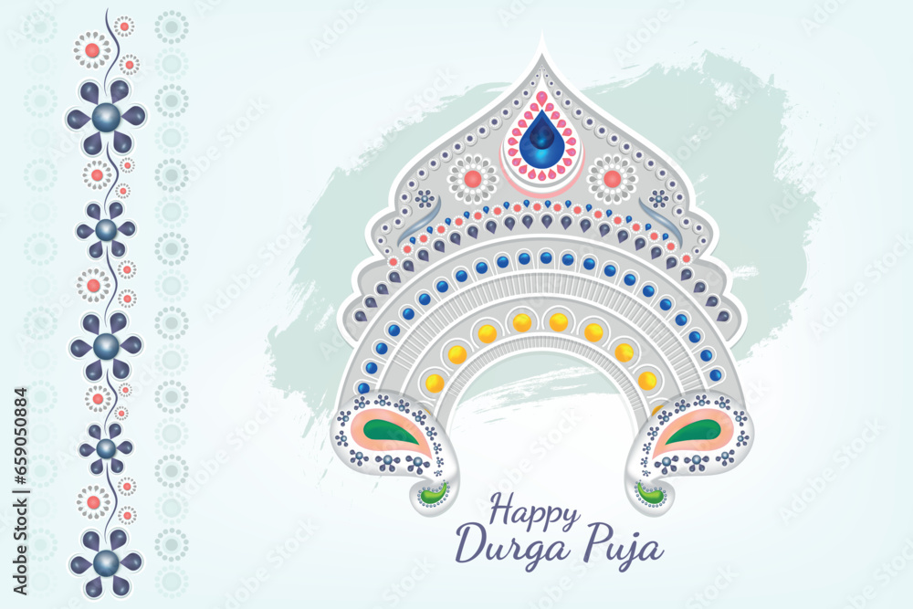 Naklejka premium Durga maa face for Durga Puja Festival and vector Illustration