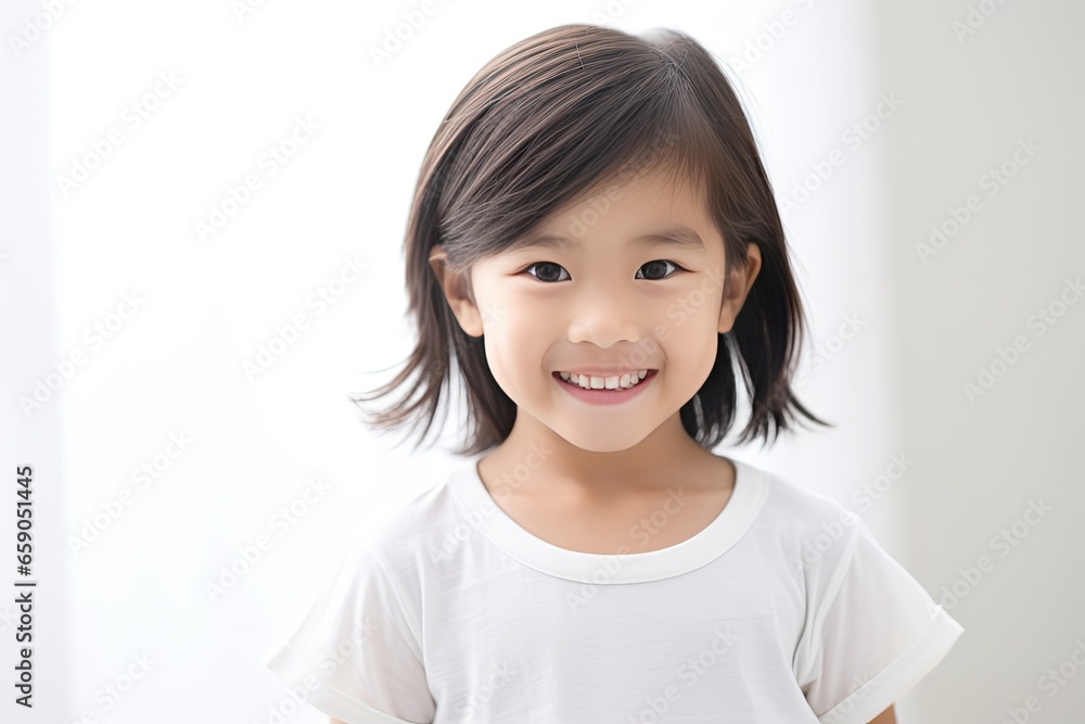 Portrait of a happy young Asian girl with a bright smile on her face, radiating joy and happiness. generative ai Portrait of a happy young Asian girl with a bright smile on her face, radiating joy and happiness. generative ai