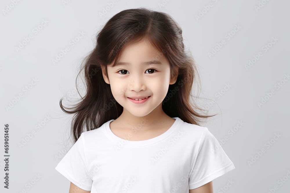 Portrait of a happy young Asian girl with a bright smile on her face, radiating joy and happiness. generative ai Portrait of a happy young Asian girl with a bright smile on her face, radiating joy and happiness. generative ai