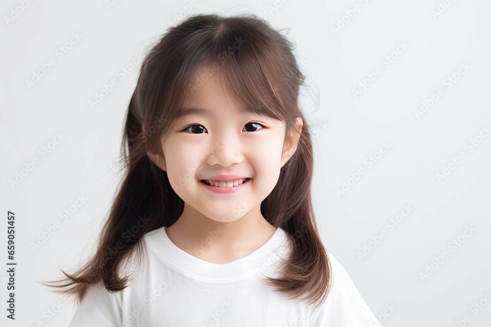 Portrait of a happy young Asian girl with a bright smile on her face, radiating joy and happiness. generative ai Portrait of a happy young Asian girl with a bright smile on her face, radiating joy and happiness. generative ai