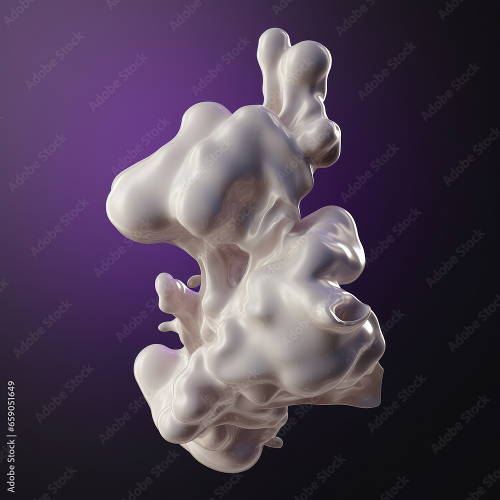 Fluid Elegance: A Dance of Purple and White,White and purple liquid 3D sculpture Fluid Elegance: A Dance of Purple and White,White and purple liquid 3D sculpture