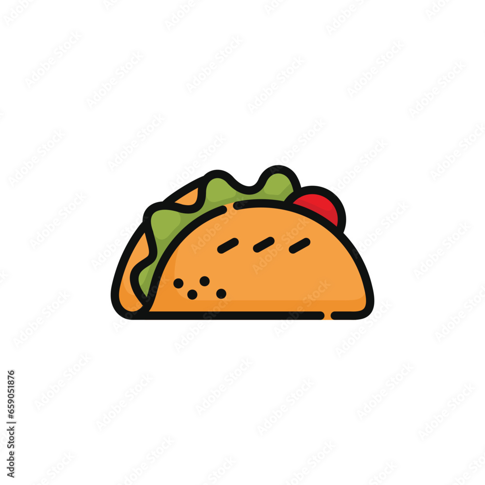 Taco vector illustration isolated on white background. Taco icon Taco vector illustration isolated on white background. Taco icon
