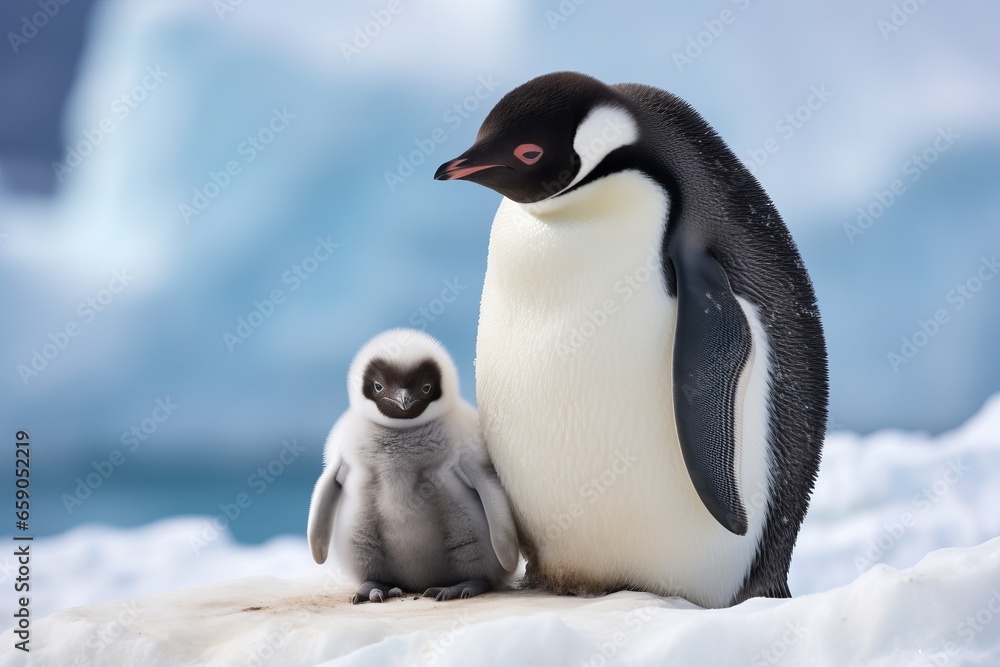 mother penguin with her chick