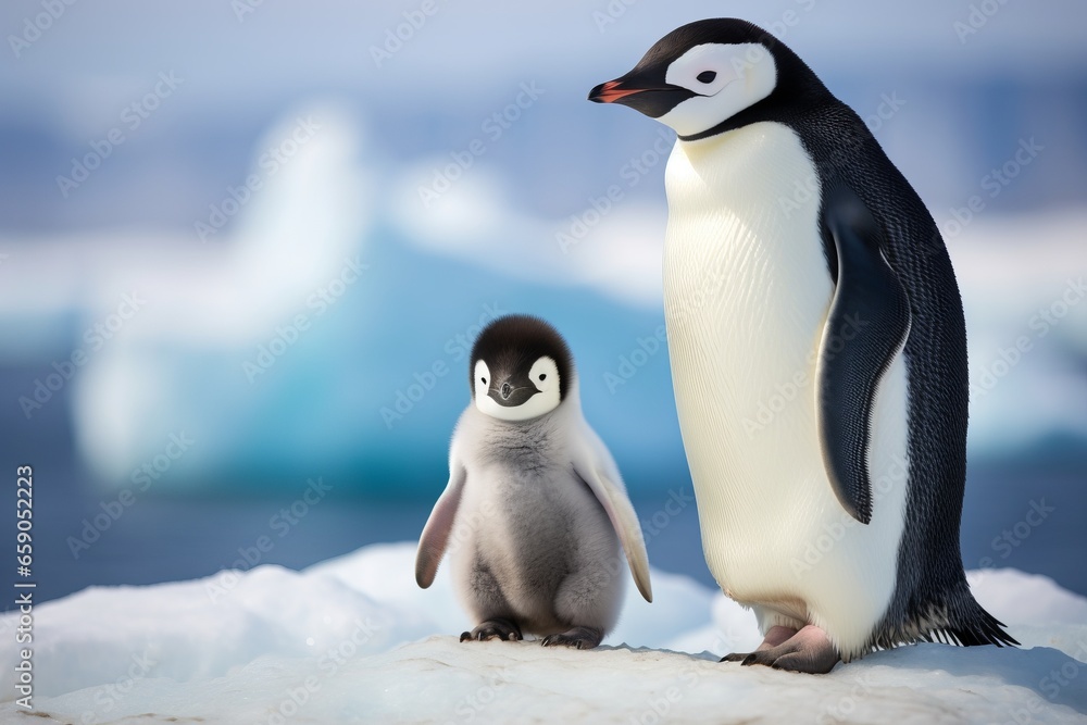 Obraz premium mother penguin with her chick