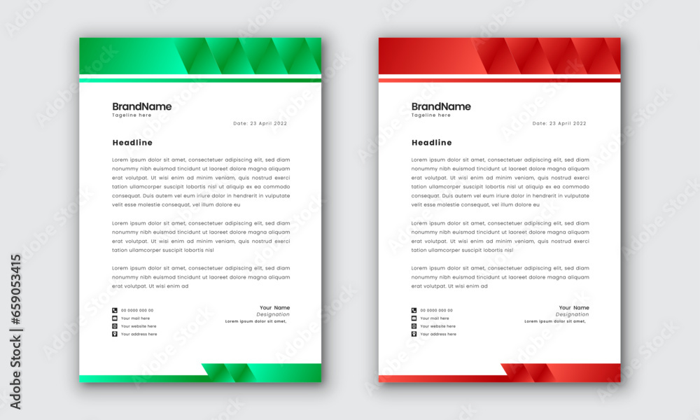 Simple and creative letterhead design template with geometric shape. Letterhead template in a4 size.