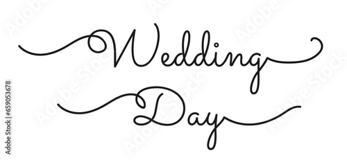 Wedding Day, vector calligraphy design.hen party or bridal shower hand written calligraphy card, banner or poster graphic design lettering vector element. Bride to be quote