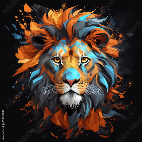 tiger head in colorful flower wreath vector illustration on black background. Isolation background. Vector illustration  t shirt print