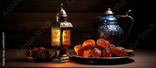 Arabian lamp sugary and tea arrangement