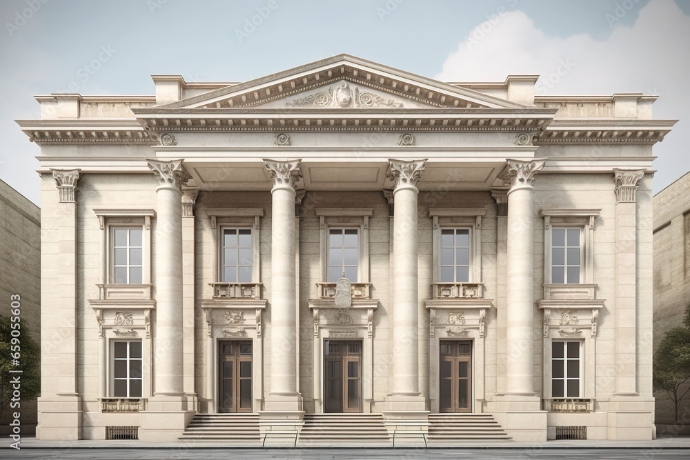 2D front elevation classical building using generative AI 
