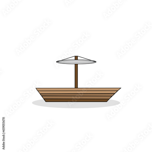 fisher boat on white background