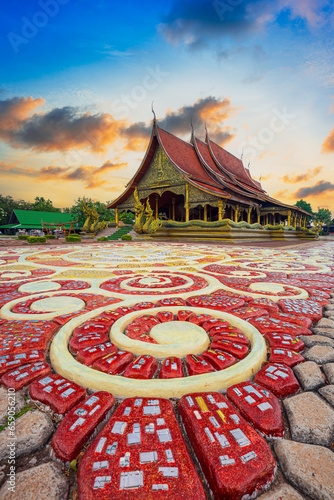 Ubon Ratchathani,Amazing Temple Sirindhorn Wararam Phuproud in Ubon Ratchathani Province at twilight time,Thailand.Thai temple with grain and select white balance © banjongseal324