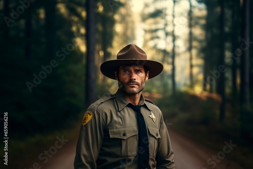 high quality serious ranger in the forest © Jorge Ferreiro